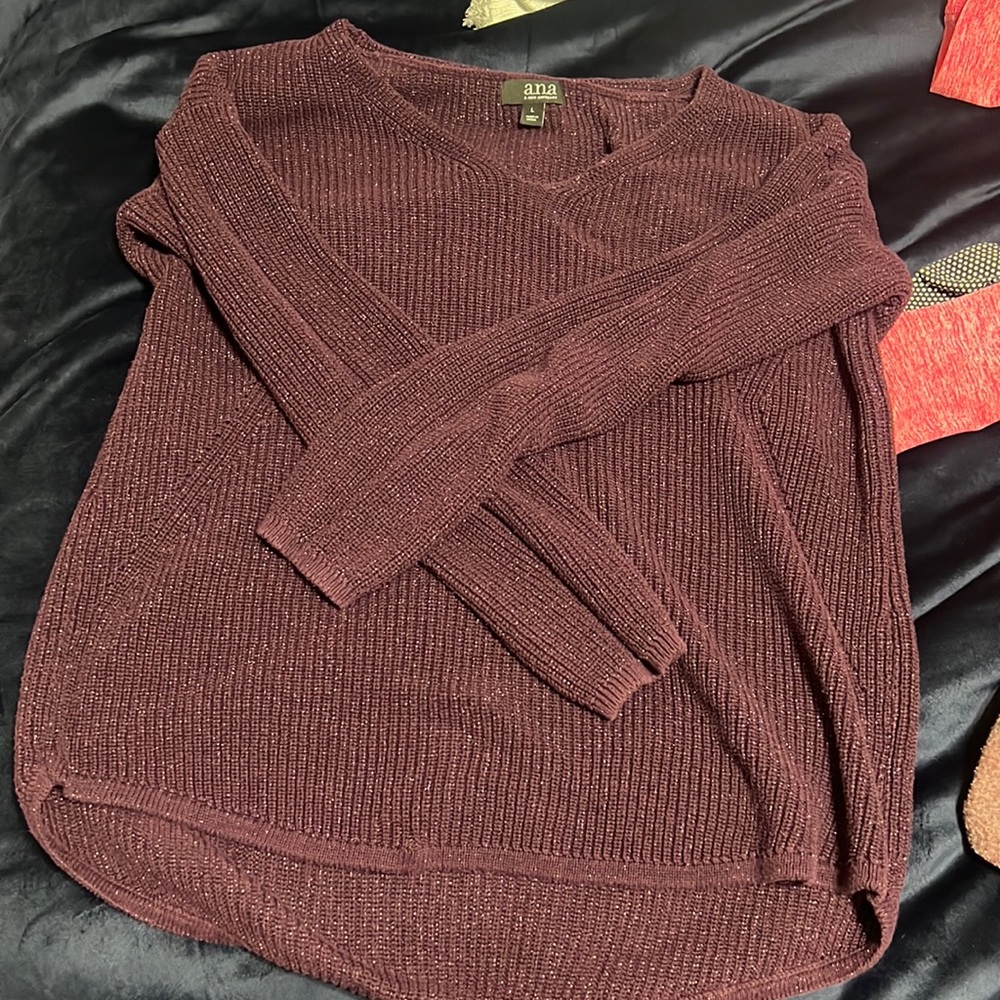 Over sized sweater. ANA. Large. Purple with purple shiny thread throughout